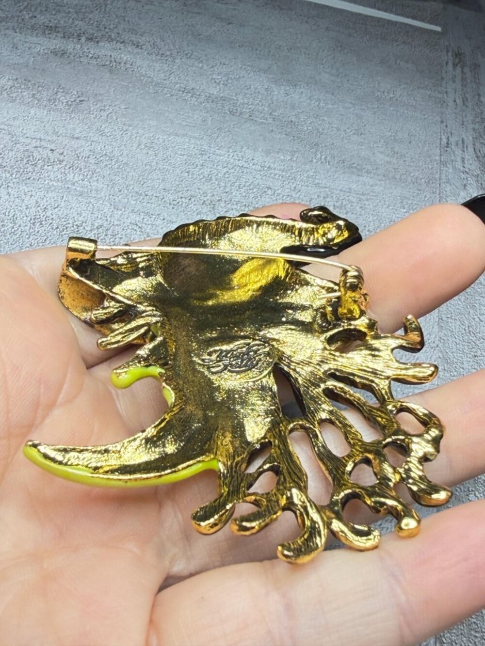 Kirks Folly Witch Moon Brooch Hand Painted Enamel Vintage - Picture 9 of 9